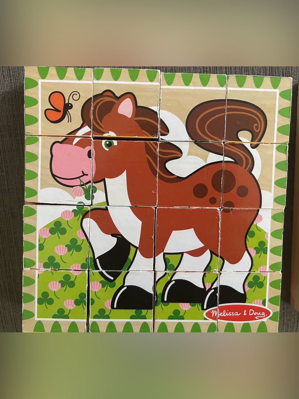 Melissa & Doug Wooden Cube Puzzle Farm Animals 6-in-1 16 Blocks